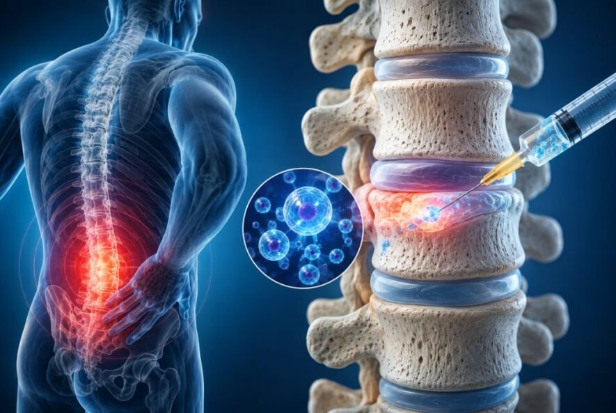 Stem cell therapy injection for degenerative disc disease and lower back pain