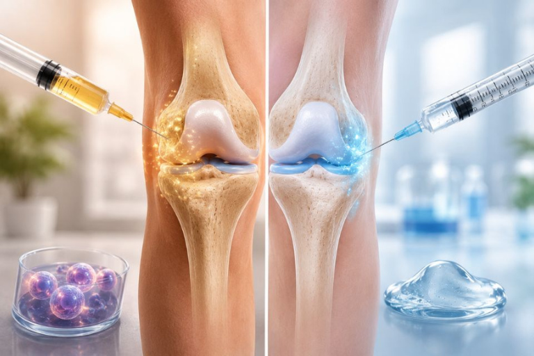 Comparison of stem cell therapy and hyaluronic acid injections for knee joint pain