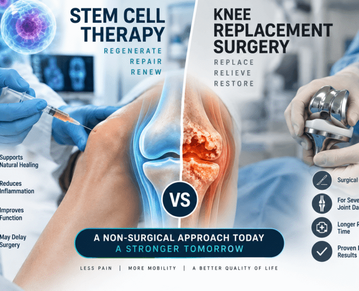 Stem cell therapy vs knee replacement surgery for severe knee osteoarthritis